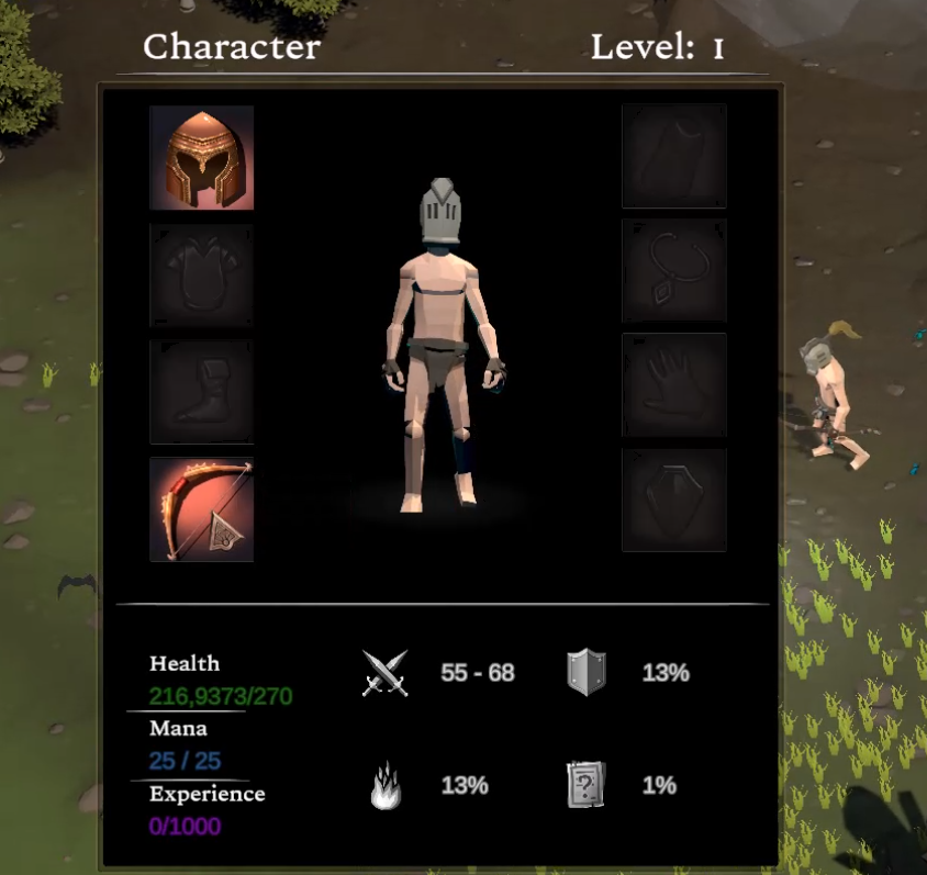 Zrzut ekranu z gry action RPG The Seventh Adventurer z widokiem z gry i magi low poly